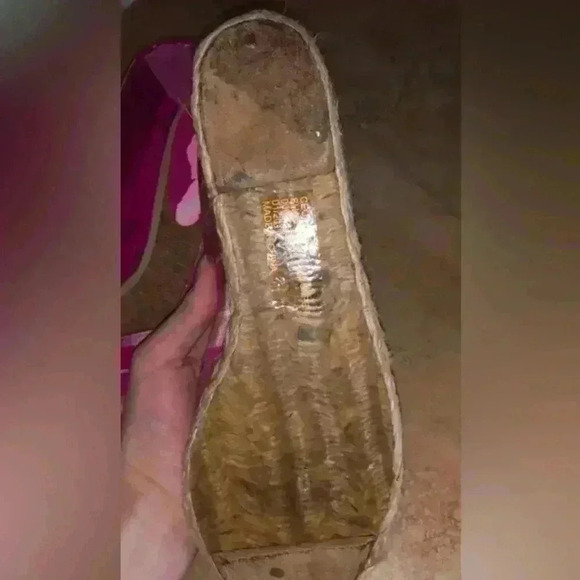 Ralph Lauren Cecilia Pink Plaid Open Toe Wedge - Picture 6 of 8